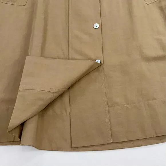 Vince Women's Utility Linen Cotton Blend Midi Skirt Size 12 Sandstorm Tan - Picture 9 of 16